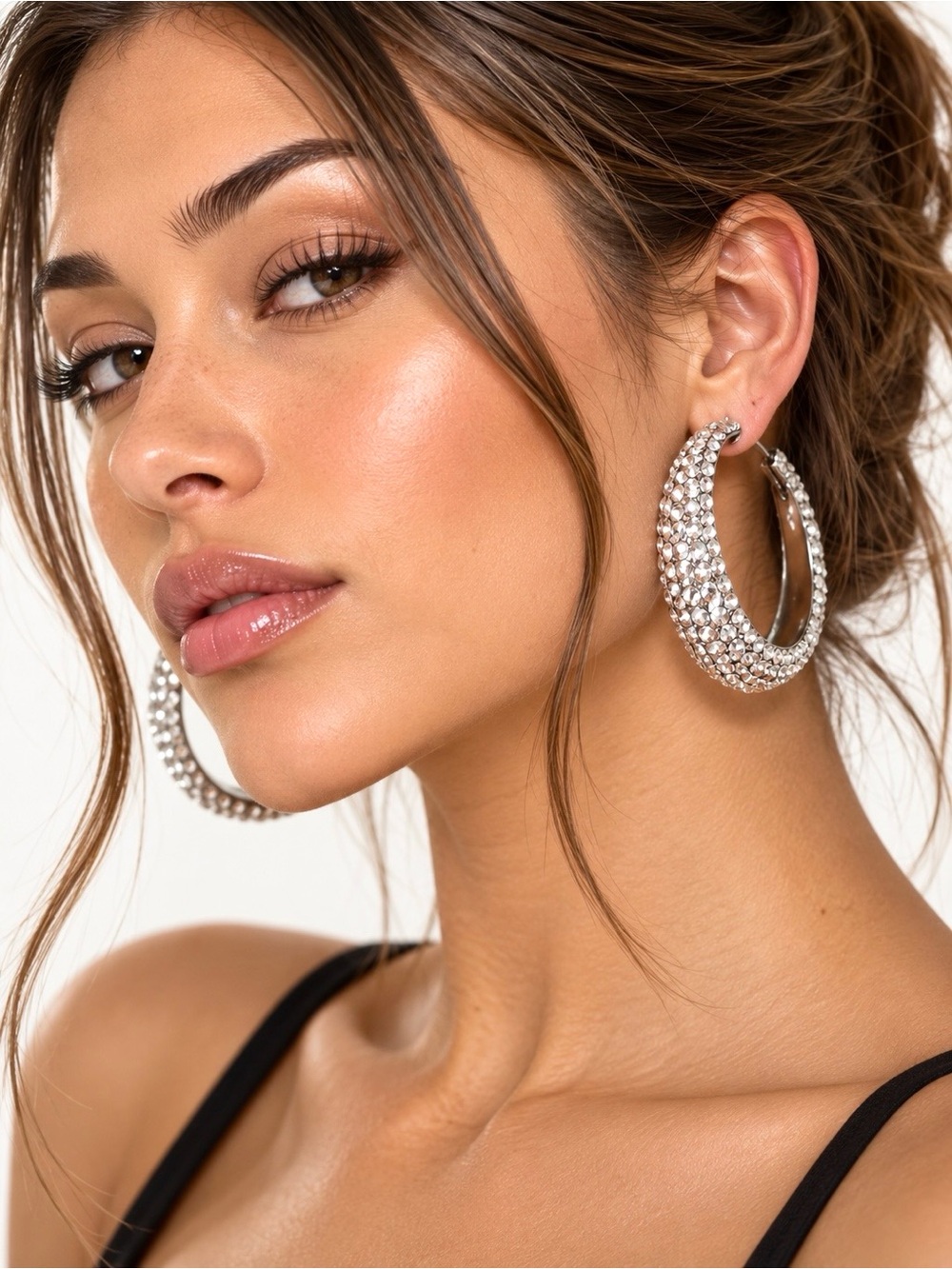 CRYSTAL HOOP EARRINGS